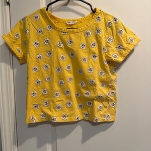 Yellow Daisy Print Women's Crop Top 100%cotton